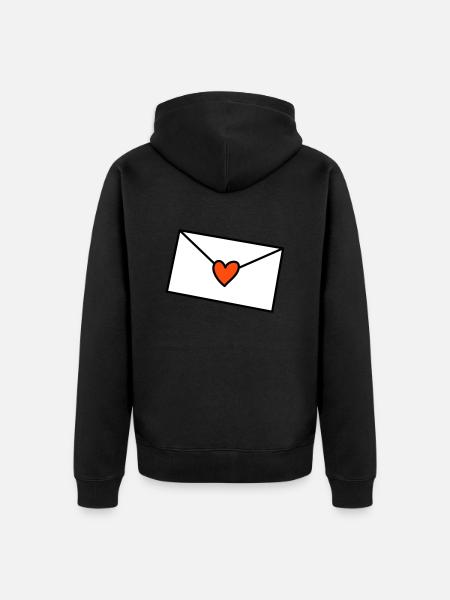 Brief Herz dreifarbig - Unisex Premium Bio Zip Hoodie - Schwarz