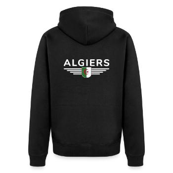 Algiers Design – Capital of Algeria - Unisex Premium Organic Zip Hoodie - black - Back - Nico (187cm)