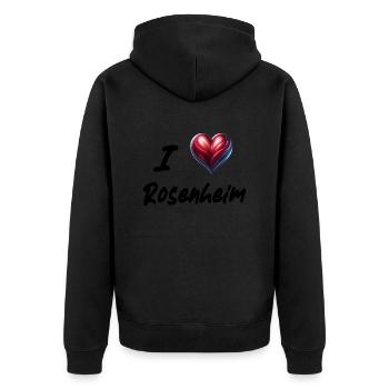 i love Rosenheim - Unisex Premium Bio Zip Hoodie - Schwarz - Hinten - Nico (187cm)