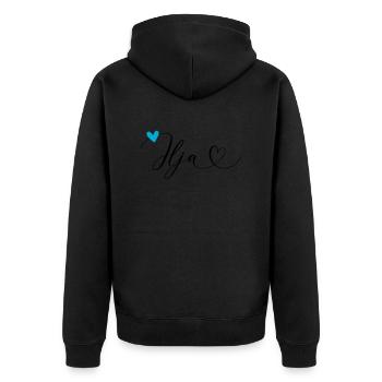 Ilja nom Prénom Calligraphie coeur - Veste à capuche bio Premium Unisexe - noir - Dos - Nico (187cm)