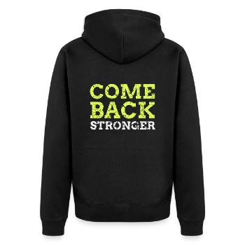 Come Back Stronger - Unisex Premium Bio Zip Hoodie - Schwarz - Hinten - Nico (187cm)