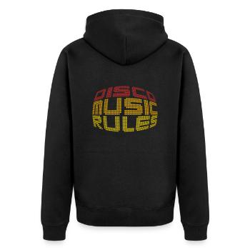 Disco Music Rules - Unisex Premium Bio Zip Hoodie - Schwarz - Hinten - Nico (187cm)