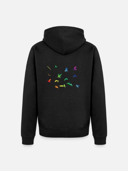 Rainbow Birds - Unisex Premium Bio Zip Hoodie - Schwarz