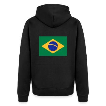 Brasilien - Unisex Premium Bio Zip Hoodie - Schwarz - Hinten - Nico (187cm)