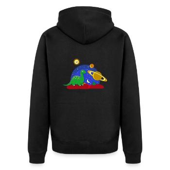Space Space Dinosaur lune de Saturne Planète - Veste à capuche bio Premium Unisexe - noir - Dos - Nico (187cm)