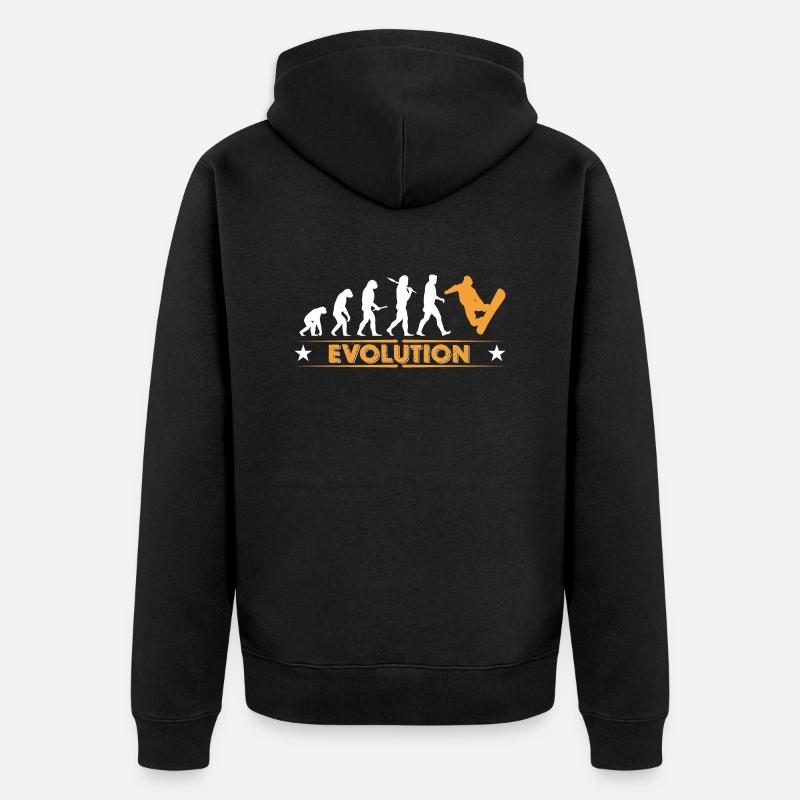 Snowboard Evolution - orange/weiss - Unisex Premium Organic Zip Hoodie - black