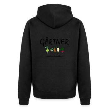 Gärtner aus Leidenschaft - Unisex Premium Bio Zip Hoodie - Schwarz - Hinten - Nico (187cm)