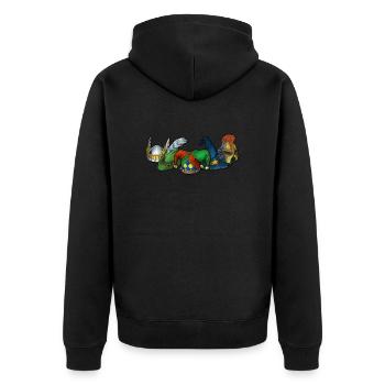 5 Hüte - Unisex Premium Bio Zip Hoodie - Schwarz - Hinten - Nico (187cm)