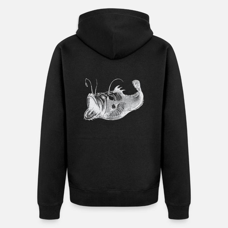 Poisson profond blanc - Veste à capuche bio Premium Unisexe - noir