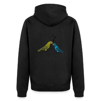 Budgie Wellensittich - Unisex Premium Organic Zip Hoodie - black - Back - Nico (187cm)