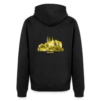 Meissen Burg Sachsen Porzellan Böttger Elbe Wein - Unisex Premium Bio Zip Hoodie - Schwarz - Hinten - Nico (187cm)