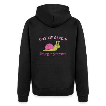 Joggen Sport Laufen Langsame Schnecke Lustig - Unisex Premium Bio Zip Hoodie - Schwarz - Hinten - Nico (187cm)