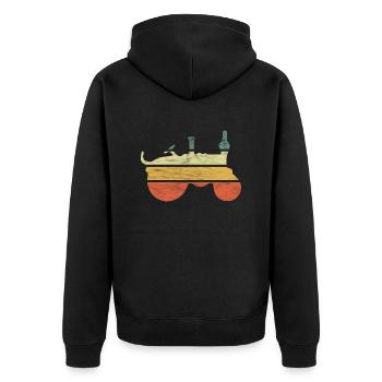 Glow Head Retro - Unisex Premium Organic Zip Hoodie - black - Back - Nico (187cm)