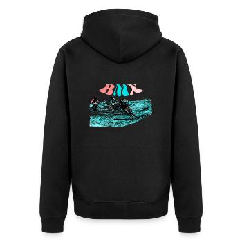 bmx - Unisex Premium Bio Zip Hoodie - Schwarz - Hinten - Nico (187cm)
