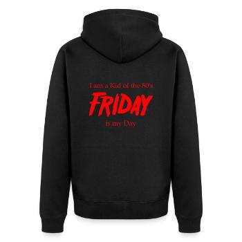 Friday Shirt - Unisex Premium Bio Zip Hoodie - Schwarz - Hinten - Nico (187cm)