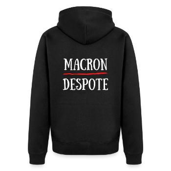Macron Despote Pass Sanitaire Covid - Veste à capuche bio Premium Unisexe - noir - Dos - Nico (187cm)