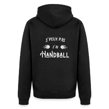 je peux pas j ai handball idée de cadeau - Veste à capuche bio Premium Unisexe - noir - Dos - Nico (187cm)