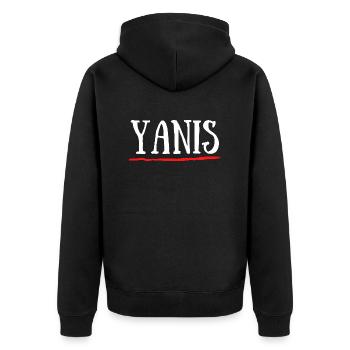 Yanis Prénom Naissance Anniversaire Cadeau - Veste à capuche bio Premium Unisexe - noir - Dos - Nico (187cm)