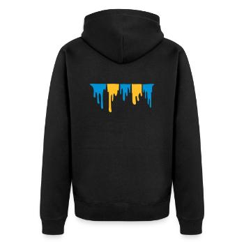 Tropfender klebriger Schleim - Unisex Premium Bio Zip Hoodie - Schwarz - Hinten - Nico (187cm)