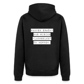 saufen flachgelegt werden Spaß Urlaub Sommer Sonne - Unisex Premium Bio Zip Hoodie - Schwarz - Hinten - Nico (187cm)