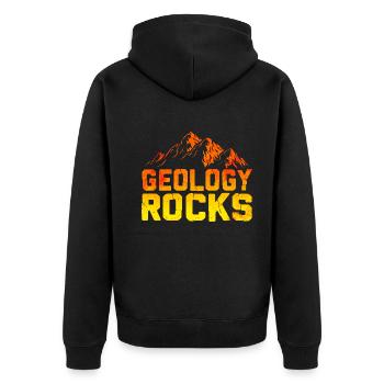 Geologie rockt - Unisex Premium Bio Zip Hoodie - Schwarz - Hinten - Nico (187cm)