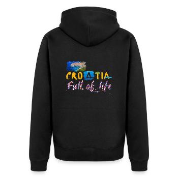 Kroatien Kroatisch Hrvatska Kroaten Kroaten Kroaten - Unisex Premium Bio Zip Hoodie - Schwarz - Hinten - Nico (187cm)