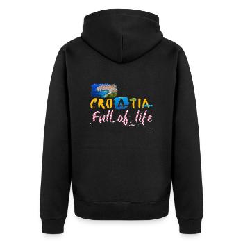 Kroatien Kroatisch Hrvatska Kroaten Kroaten Kroaten - Unisex Premium Bio Zip Hoodie - Schwarz - Hinten - Nico (187cm)