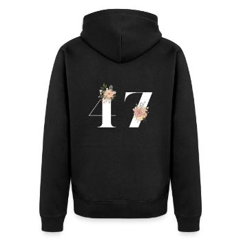 47th Anniversary Flowers (Gift of 47 years) - Unisex Premium Organic Zip Hoodie - black - Back - Nico (187cm)