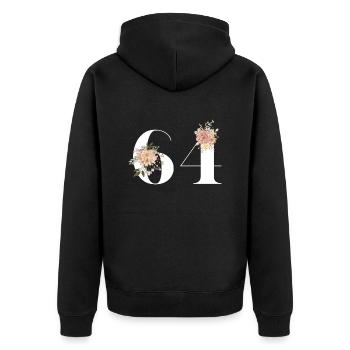 64th anniversary in bloom (Gift of 64 years) - Unisex Premium Organic Zip Hoodie - black - Back - Nico (187cm)