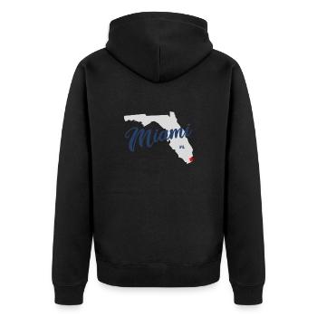 Miami - Florida - USA - United States of America - Unisex Premium Bio Zip Hoodie - Schwarz - Hinten - Nico (187cm)
