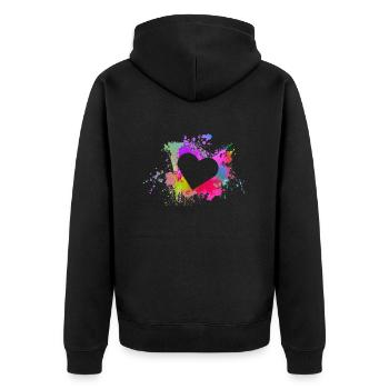 Herz - Unisex Premium Bio Zip Hoodie - Schwarz - Hinten - Nico (187cm)