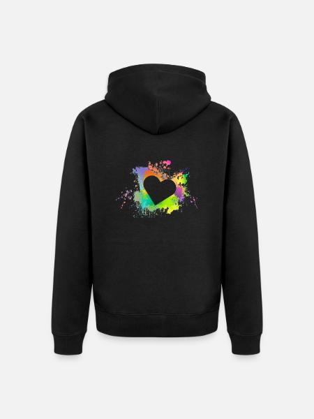 Herz Bunt - Unisex Premium Bio Zip Hoodie - Schwarz