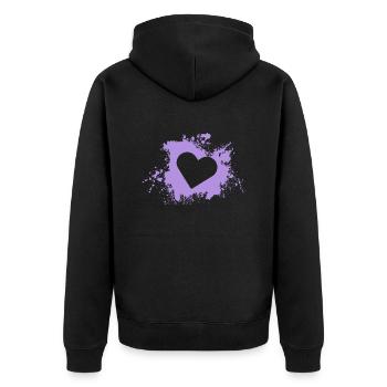 Herz - Unisex Premium Bio Zip Hoodie - Schwarz - Hinten - Nico (187cm)