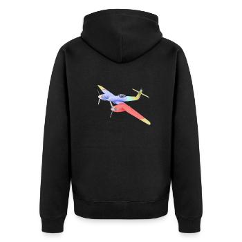 Britisches Jagdflugzeug WW2 - Unisex Premium Bio Zip Hoodie - Schwarz - Hinten - Nico (187cm)
