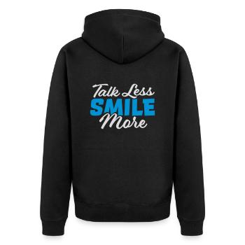 talk less smile more - Unisex Premium Bio Zip Hoodie - Schwarz - Hinten - Nico (187cm)