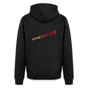 all my own stunts - Unisex Premium Bio Zip Hoodie - Schwarz - Hinten - Nico (187cm)