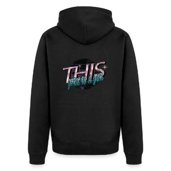 protest support your local calendaring - Unisex Premium Bio Zip Hoodie - Schwarz - Hinten - Nico (187cm)
