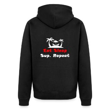 Skateboard SUP Surfing - Unisex Premium Organic Zip Hoodie - black - Back - Nico (187cm)