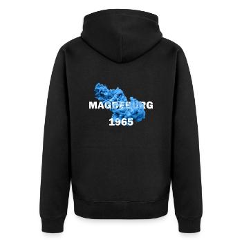 Magdeburg 1965 - Unisex Premium Bio Zip Hoodie - Schwarz - Hinten - Nico (187cm)