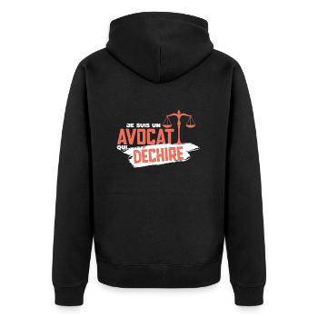 Je suis un avocat qui déchire - Veste à capuche bio Premium Unisexe - noir - Dos - Nico (187cm)