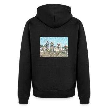BMX Race Racing MTB Motocross MTB Bike RAD - Unisex Premium Bio Zip Hoodie - Schwarz - Hinten - Nico (187cm)