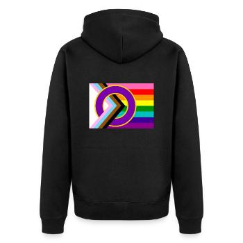 Progressive Pride Flag - Unisex Premium Organic Zip Hoodie - black - Back - Nico (187cm)