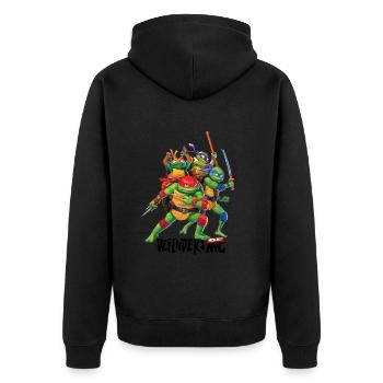 TMNT Mutant Mayhem All Turtles - Unisex Premium Organic Zip Hoodie - black - Back - Nico (187cm)