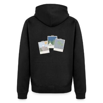 Bilder Trio - Unisex Premium Bio Zip Hoodie - Schwarz - Hinten - Nico (187cm)