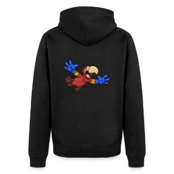 Cartoon Red Macaw - Unisex Premium Organic Zip Hoodie - black - Back - Nico (187cm)