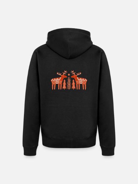 Reindeer - Unisex Premium Organic Zip Hoodie - black