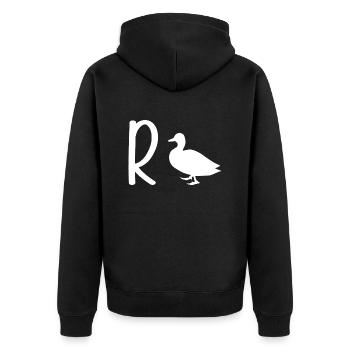Rente Ente Wortwitz Wortspiel Bürohumor - Unisex Premium Bio Zip Hoodie - Schwarz - Hinten - Nico (187cm)