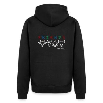 friends, not food - Unisex Premium Bio Zip Hoodie - Schwarz - Hinten - Nico (187cm)