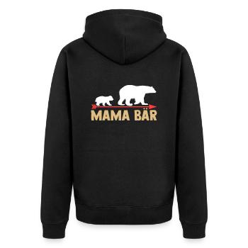 Mutter Mama Bär - Unisex Premium Bio Zip Hoodie - Schwarz - Hinten - Nico (187cm)