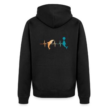 Delphin-Herzschlag - Unisex Premium Bio Zip Hoodie - Schwarz - Hinten - Nico (187cm)